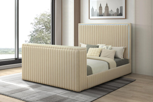 Rosalie Queen Bed W/ TV Stand & Fireplace (Beige) - B843-Queen