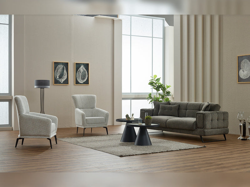Rose 3-pieces (Sofa & Loveseat & Chair) Livingroom in Light Grey - Dark Grey - 200-SIM-ROS-CALVE16-CALVE18-321