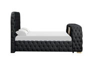 Rose - Black Upholstered Queen Bed with TV Lift, Bluetooth speaker and USB Type C - B140-Q-Bed