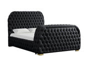 Rose - Black Upholstered Queen Bed with TV Lift, Bluetooth speaker and USB Type C - B140-Q-Bed