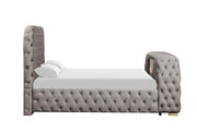 Rose - Gray Upholstered King Bed with TV Lift, Bluetooth speaker and USB Type C - B141-K-Bed