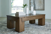 Rosswain Coffee Table with 2 End Tables in Warm Brown - PKG018509