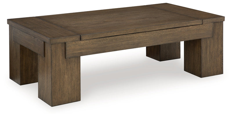 Rosswain Coffee Table with 2 End Tables in Warm Brown - PKG018509
