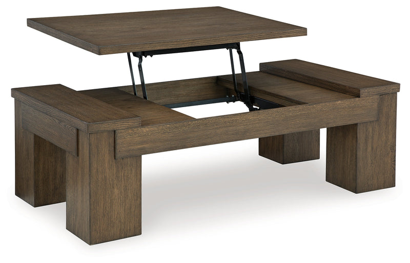 Rosswain Coffee Table with 2 End Tables in Warm Brown - PKG018509