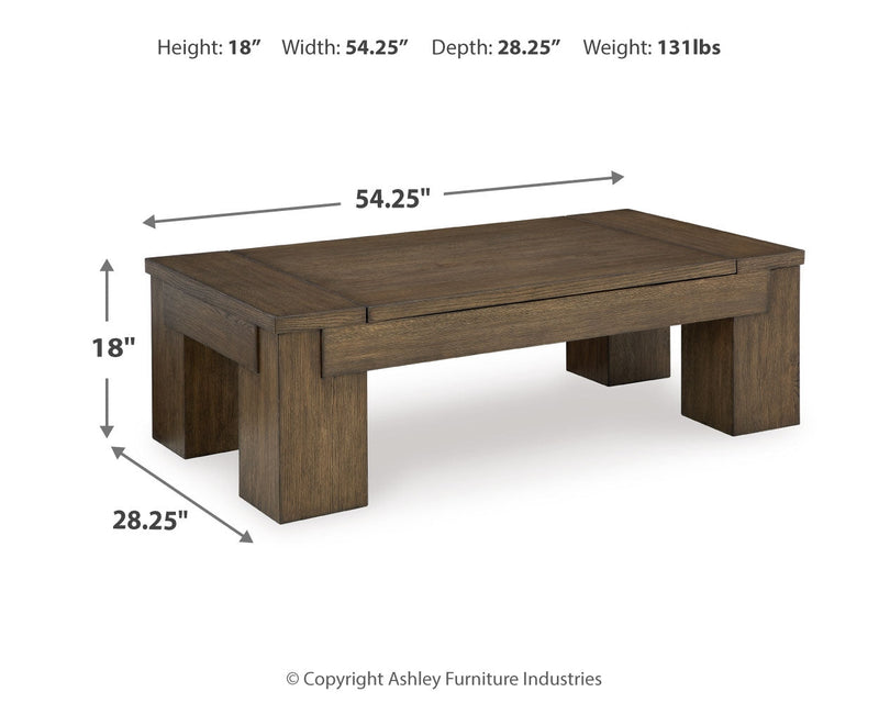 Rosswain Coffee Table with 2 End Tables in Warm Brown - PKG018509