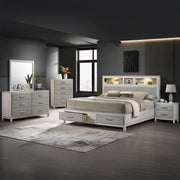 Roswell - Beige King Bed, Dresser, Mirror, Chest, Nightstand - B328-KDMCN