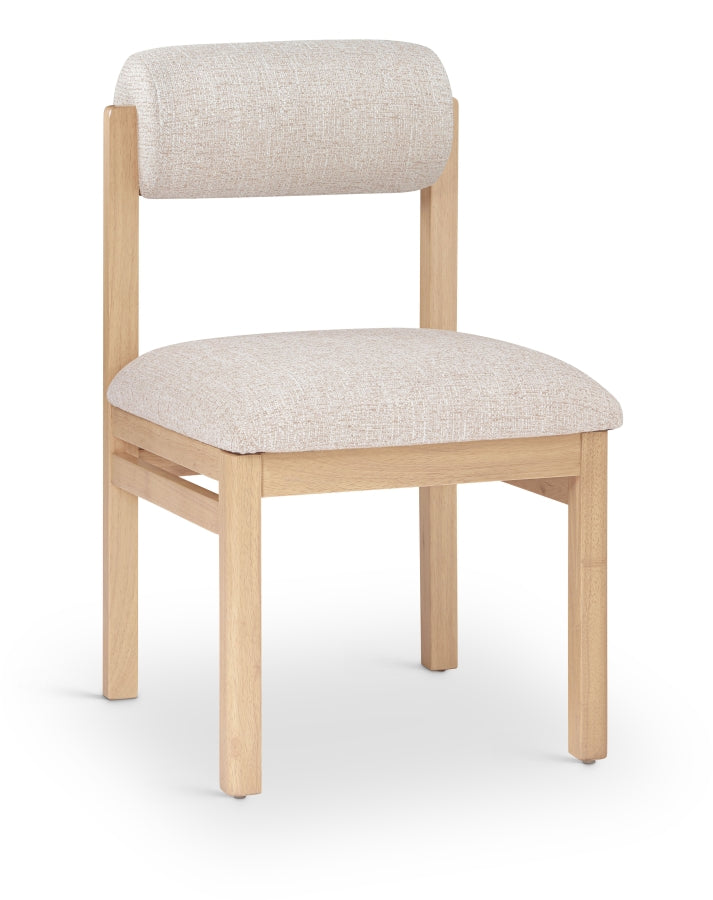 Roundhill Linen Textured Fabric Upholstered Dining Chair in Beige, Set of 2 - 11051Beige-C