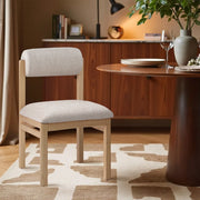 Roundhill Linen Textured Fabric Upholstered Dining Chair in Beige, Set of 2 - 11051Beige-C