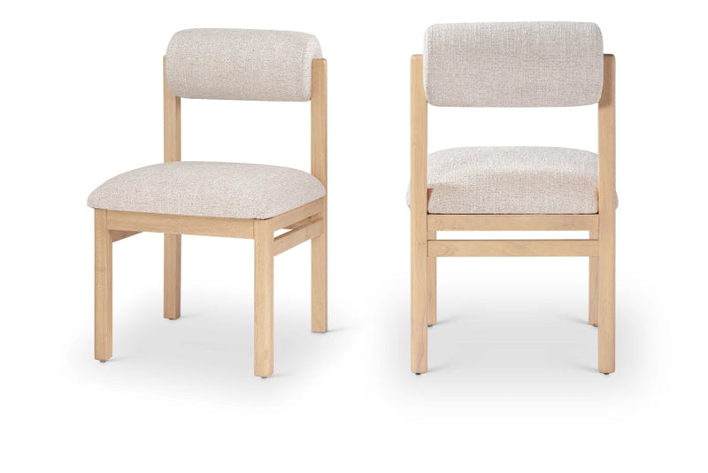 Roundhill Linen Textured Fabric Upholstered Dining Chair in Beige, Set of 2 - 11051Beige-C