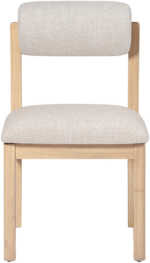 Roundhill Linen Textured Fabric Upholstered Dining Chair in Beige, Set of 2 - 11051Beige-C