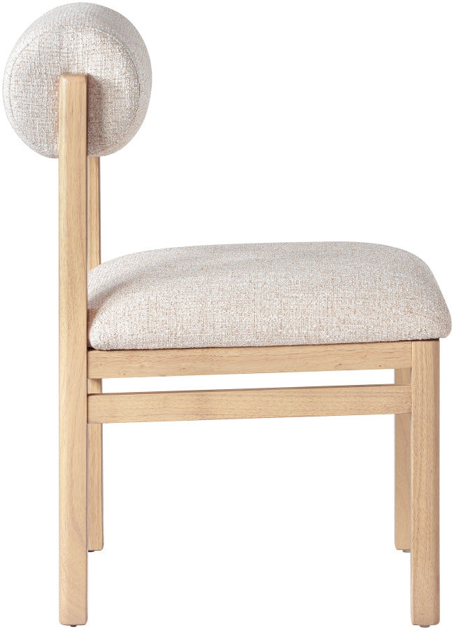 Roundhill Linen Textured Fabric Upholstered Dining Chair in Beige, Set of 2 - 11051Beige-C