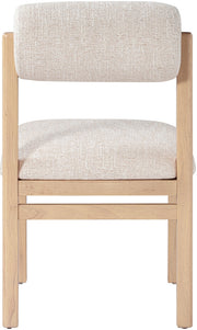 Roundhill Linen Textured Fabric Upholstered Dining Chair in Beige, Set of 2 - 11051Beige-C