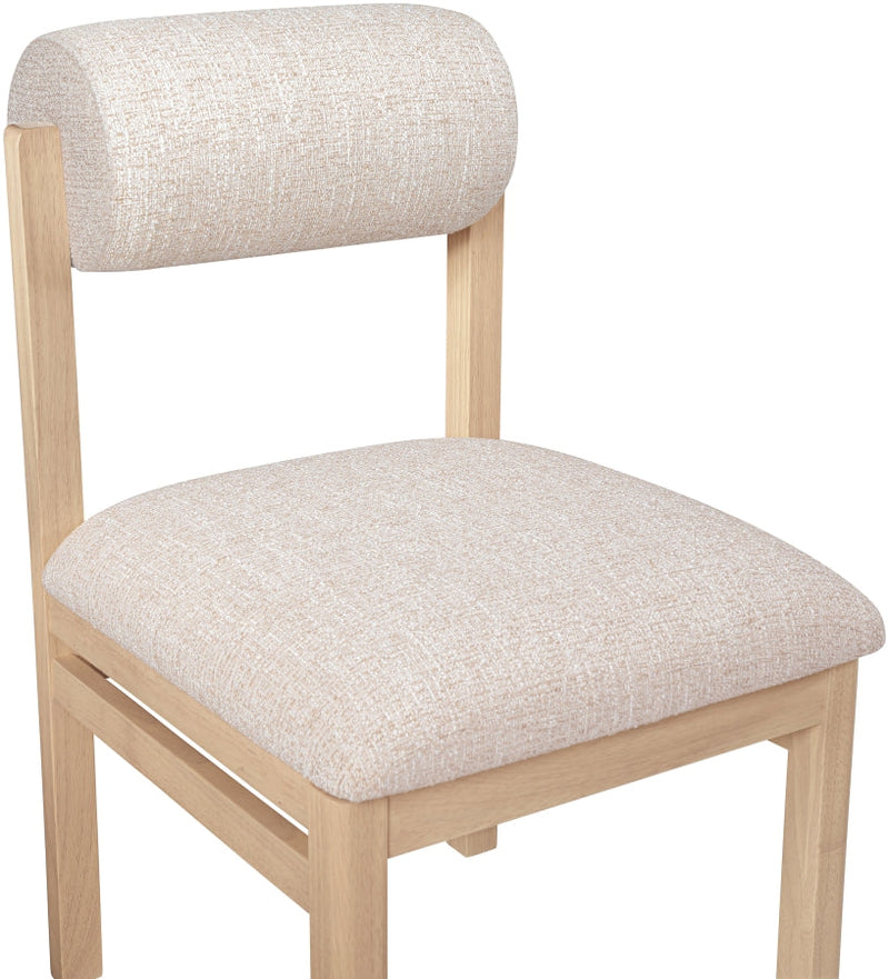 Roundhill Linen Textured Fabric Upholstered Dining Chair in Beige, Set of 2 - 11051Beige-C