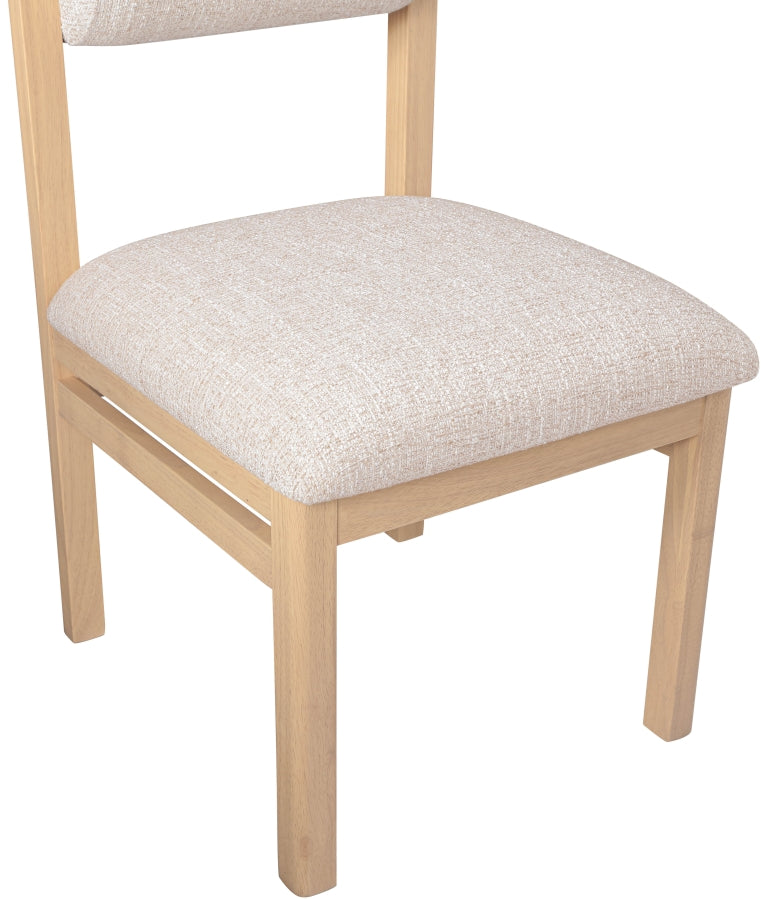 Roundhill Linen Textured Fabric Upholstered Dining Chair in Beige, Set of 2 - 11051Beige-C