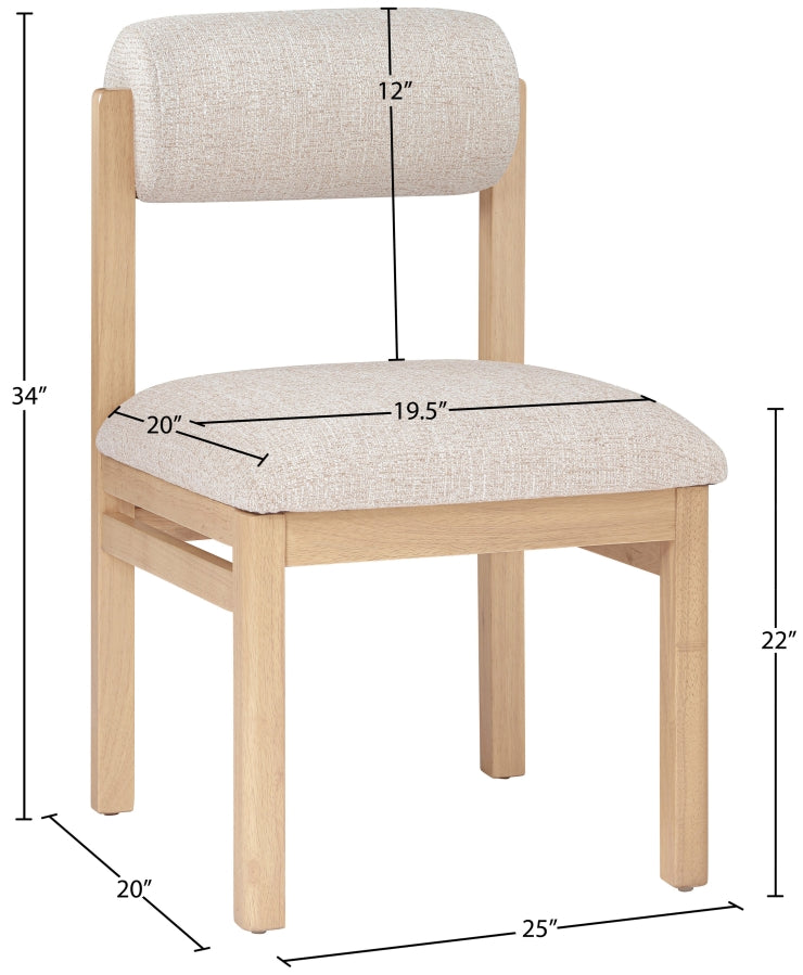 Roundhill Linen Textured Fabric Upholstered Dining Chair in Beige, Set of 2 - 11051Beige-C