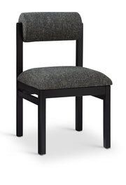 Roundhill Linen Textured Fabric Upholstered Dining Chair in Black, Set of 2 - 11053Black-C