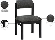 Roundhill Linen Textured Fabric Upholstered Dining Chair in Black, Set of 2 - 11053Black-C
