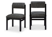 Roundhill Linen Textured Fabric Upholstered Dining Chair in Black, Set of 2 - 11053Black-C