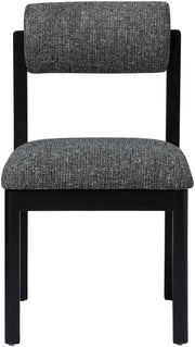 Roundhill Linen Textured Fabric Upholstered Dining Chair in Black, Set of 2 - 11053Black-C