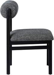 Roundhill Linen Textured Fabric Upholstered Dining Chair in Black, Set of 2 - 11053Black-C