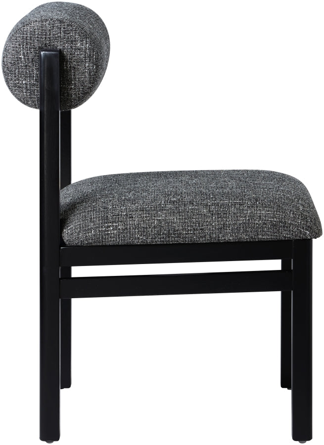Roundhill Linen Textured Fabric Upholstered Dining Chair in Black, Set of 2 - 11053Black-C