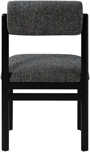 Roundhill Linen Textured Fabric Upholstered Dining Chair in Black, Set of 2 - 11053Black-C