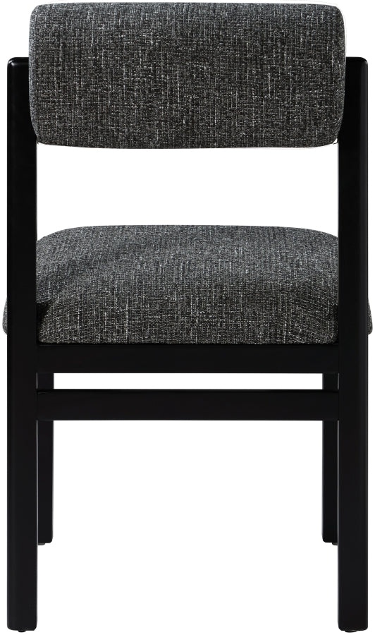 Roundhill Linen Textured Fabric Upholstered Dining Chair in Black, Set of 2 - 11053Black-C