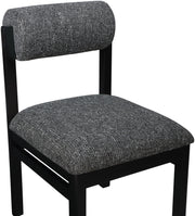 Roundhill Linen Textured Fabric Upholstered Dining Chair in Black, Set of 2 - 11053Black-C