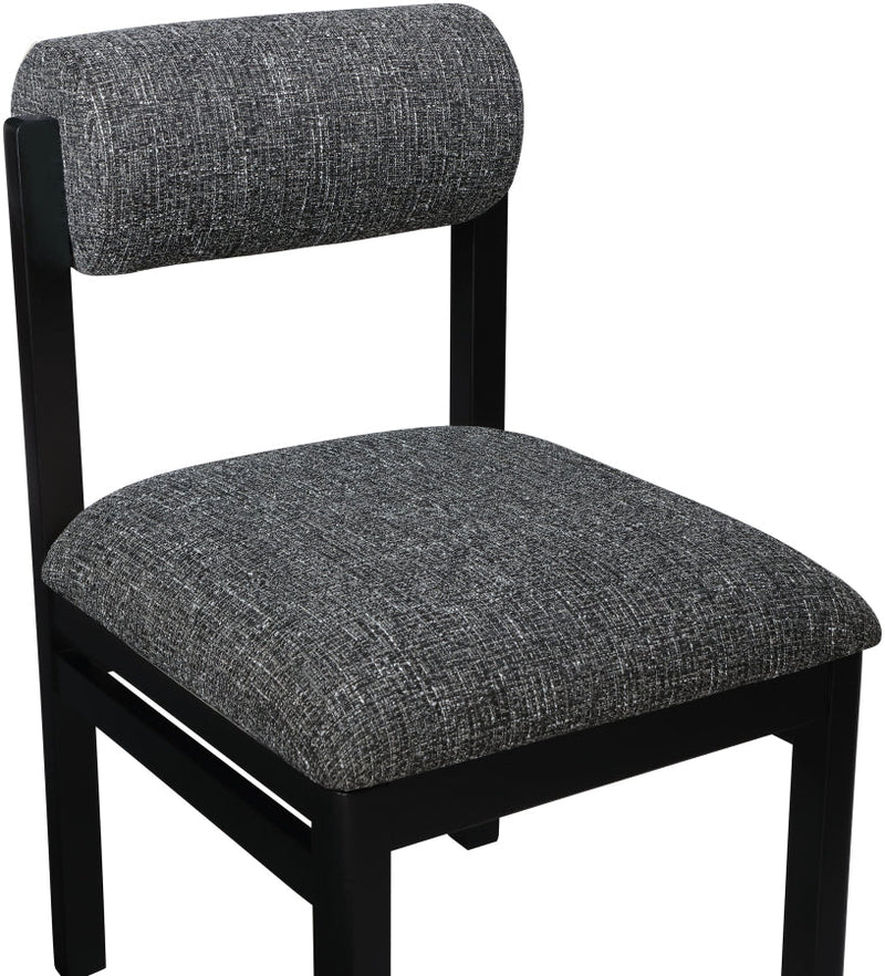 Roundhill Linen Textured Fabric Upholstered Dining Chair in Black, Set of 2 - 11053Black-C