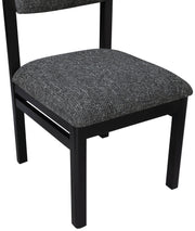 Roundhill Linen Textured Fabric Upholstered Dining Chair in Black, Set of 2 - 11053Black-C