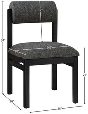 Roundhill Linen Textured Fabric Upholstered Dining Chair in Black, Set of 2 - 11053Black-C
