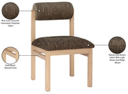 Roundhill Linen Textured Fabric Upholstered Dining Chair in Brown, Set of 2 - 11051Brown-C