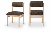 Roundhill Linen Textured Fabric Upholstered Dining Chair in Brown, Set of 2 - 11051Brown-C