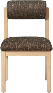 Roundhill Linen Textured Fabric Upholstered Dining Chair in Brown, Set of 2 - 11051Brown-C