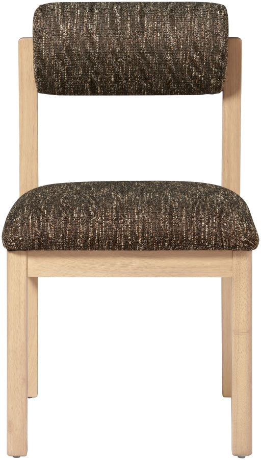 Roundhill Linen Textured Fabric Upholstered Dining Chair in Brown, Set of 2 - 11051Brown-C