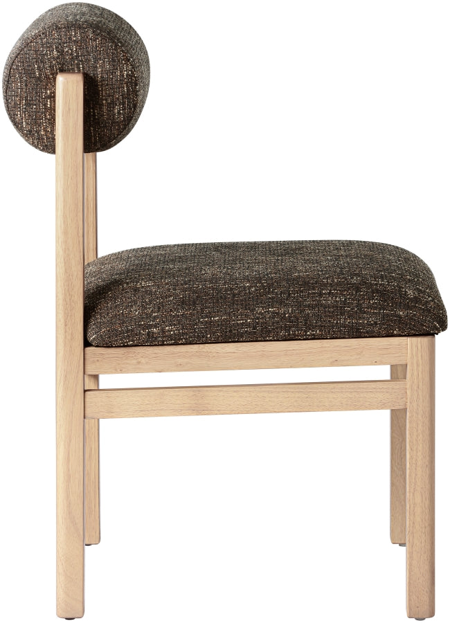 Roundhill Linen Textured Fabric Upholstered Dining Chair in Brown, Set of 2 - 11051Brown-C