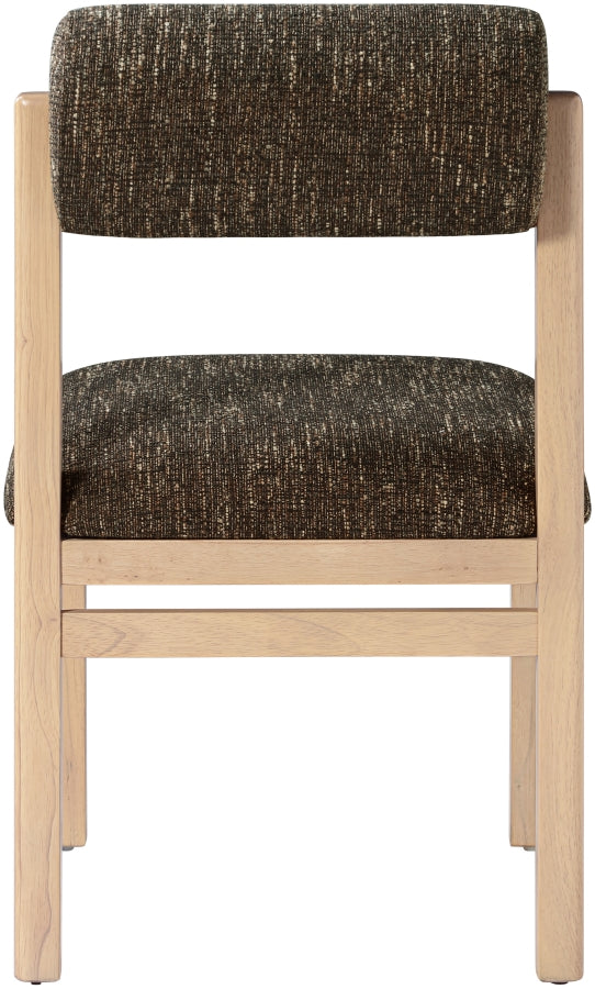 Roundhill Linen Textured Fabric Upholstered Dining Chair in Brown, Set of 2 - 11051Brown-C