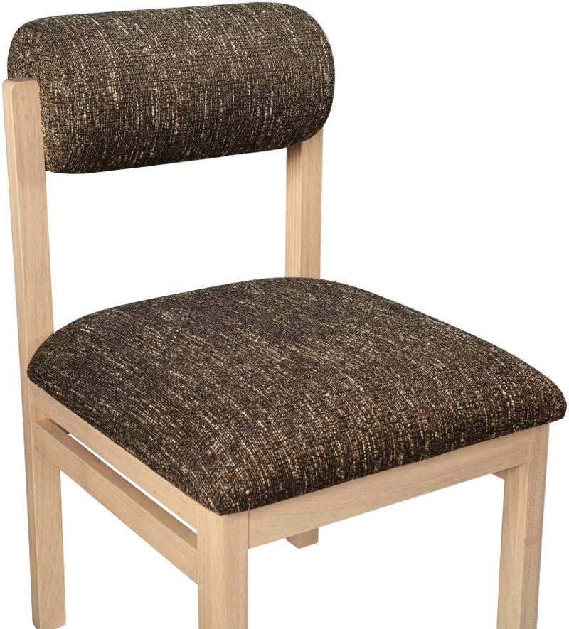 Roundhill Linen Textured Fabric Upholstered Dining Chair in Brown, Set of 2 - 11051Brown-C