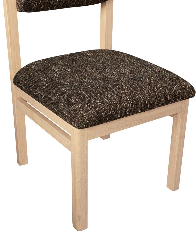 Roundhill Linen Textured Fabric Upholstered Dining Chair in Brown, Set of 2 - 11051Brown-C