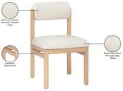 Roundhill Linen Textured Fabric Upholstered Dining Chair in Cream, Set of 2 - 11051Cream-C