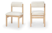 Roundhill Linen Textured Fabric Upholstered Dining Chair in Cream, Set of 2 - 11051Cream-C