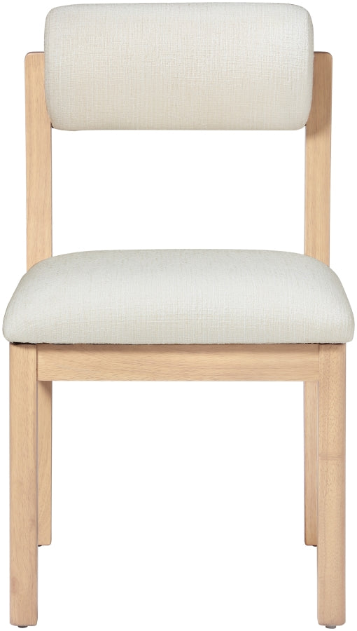 Roundhill Linen Textured Fabric Upholstered Dining Chair in Cream, Set of 2 - 11051Cream-C