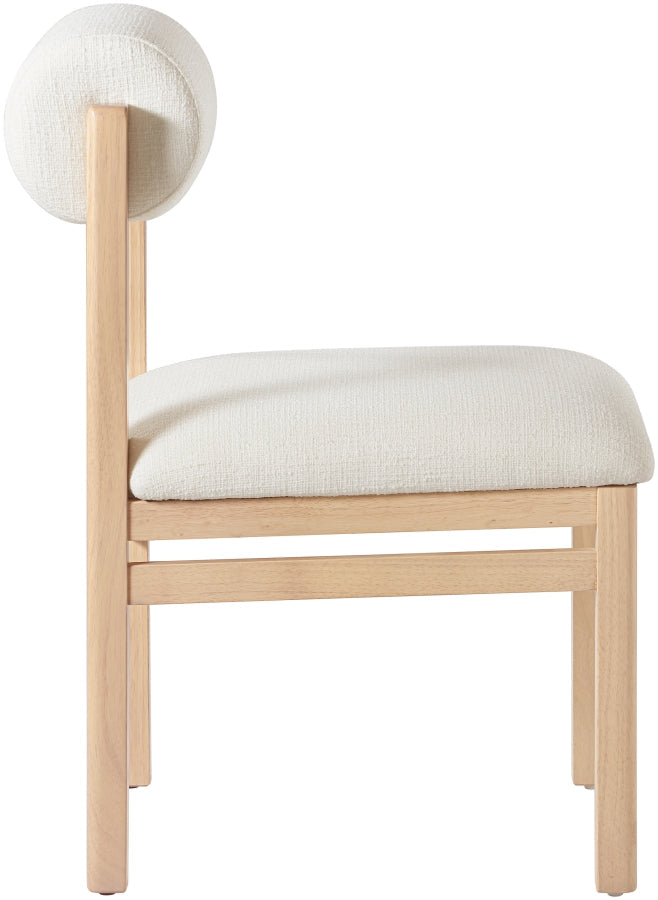 Roundhill Linen Textured Fabric Upholstered Dining Chair in Cream, Set of 2 - 11051Cream-C