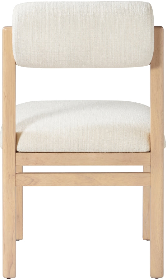 Roundhill Linen Textured Fabric Upholstered Dining Chair in Cream, Set of 2 - 11051Cream-C