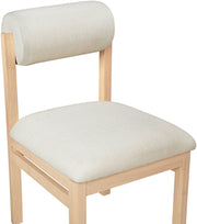 Roundhill Linen Textured Fabric Upholstered Dining Chair in Cream, Set of 2 - 11051Cream-C