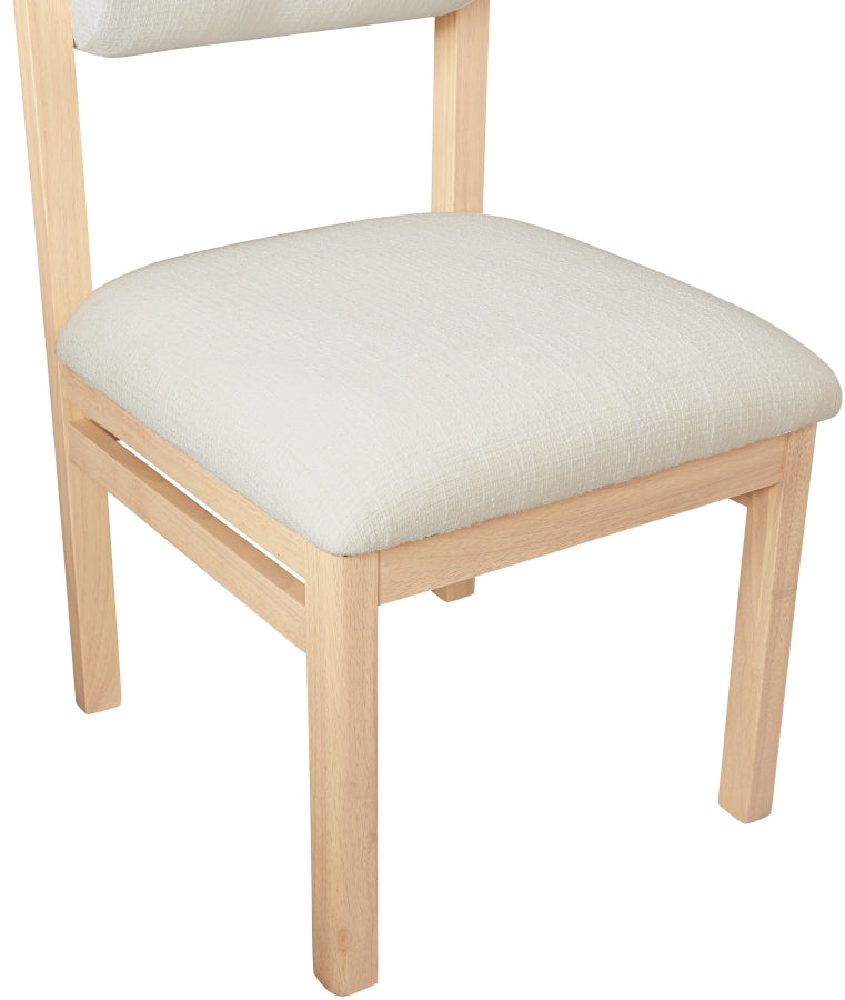 Roundhill Linen Textured Fabric Upholstered Dining Chair in Cream, Set of 2 - 11051Cream-C