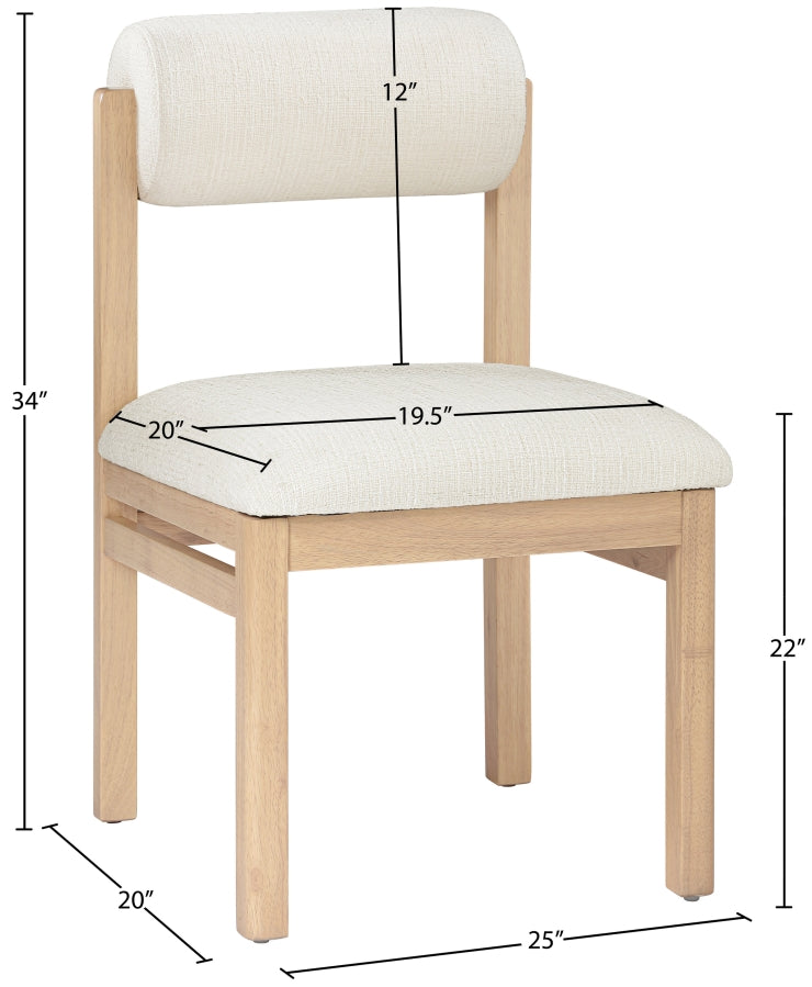 Roundhill Linen Textured Fabric Upholstered Dining Chair in Cream, Set of 2 - 11051Cream-C