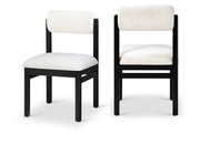 Roundhill Linen Textured Fabric Upholstered Dining Chair in Cream, Set of 2 - 11053Cream-C