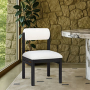 Roundhill Linen Textured Fabric Upholstered Dining Chair in Cream, Set of 2 - 11053Cream-C