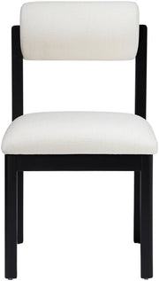 Roundhill Linen Textured Fabric Upholstered Dining Chair in Cream, Set of 2 - 11053Cream-C